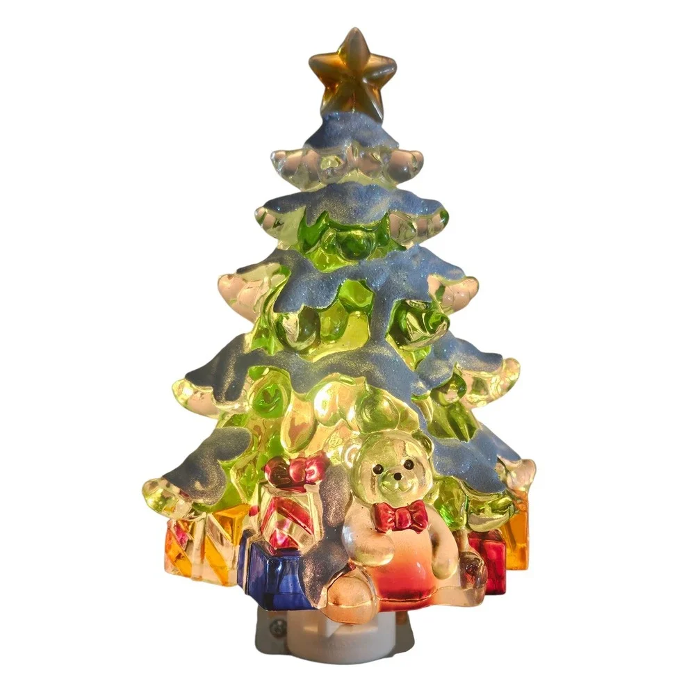 Christmas Tree Night Light Teddy Bear Gifts Plug In Holiday Decor